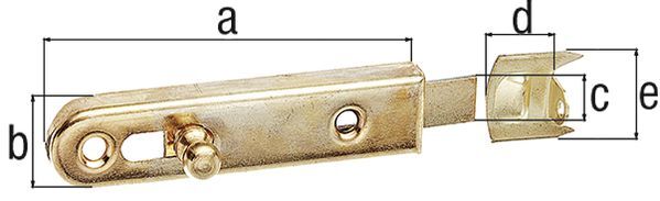 Alberts Möbelriegel, gerade, mit Anschlagwinkel, vermessingt, LxB 70 x 16 mm Produktbild Alberts Möbelriegel, gerade, mit Anschlagwinkel, vermessingt, LxB 70 x 16 mm