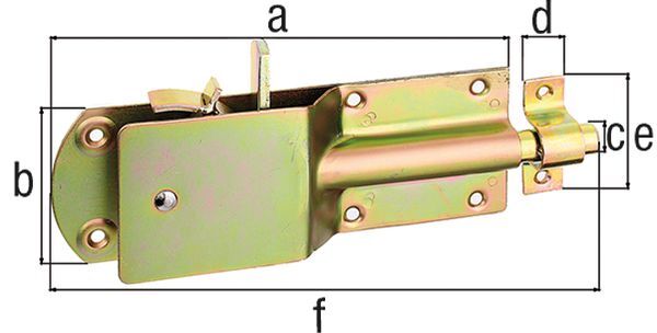 Produktbild Alberts Sicherheits-Stallriegel m. verd. Sperrklinke Schlaufe gelb vz Platte LxB200x70mm bild 2