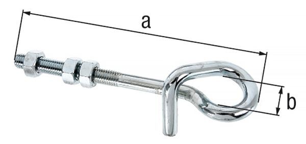 Alberts Schaukelhaken, mit Gewinde, galv. blau verzinkt, z. Durchschrauben, M12, L 180mm Produktbild Alberts Schaukelhaken, mit Gewinde, galv. blau verzinkt, z. Durchschrauben, M12, L 180mm