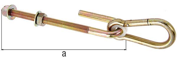 Alberts Schaukelhaken, galv. gelb verzinkt, zum Durchschrauben, Gewinde M12, Länge 200mm Alberts Schaukelhaken, galv. gelb verzinkt, zum Durchschrauben, Gewinde M12, Länge 200mm
