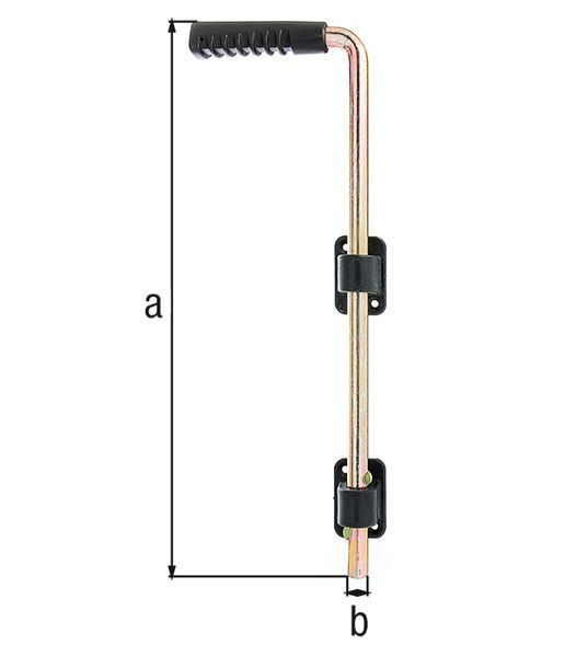 Alberts Bodenschieber,verzinkt,Griff schwarz,Gesamthöhe 400 mm,Abstand Bolzen-Tor 40 mm Produktbild Alberts Bodenschieber,verzinkt,Griff schwarz,Gesamthöhe 400 mm,Abstand Bolzen-Tor 40 mm