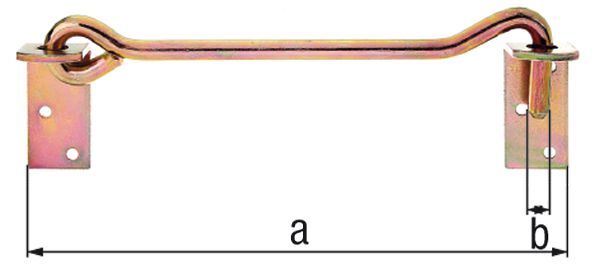 Alberts Sturmhaken,m.Gegenpl., gelb verzinkt,z.Anschrauben,Gesamtl. 280 mm,Haken Ø12 mm Alberts Sturmhaken,m.Gegenpl., gelb verzinkt,z.Anschrauben,Gesamtl. 280 mm,Haken Ø12 mm