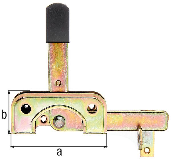 Alberts Gartentorfalle,f.schmale Rahmenhölzer,gelb verzinkt,Platten Breite120mm,Höhe50mm Produktbild Alberts Gartentorfalle,f.schmale Rahmenhölzer,gelb verzinkt,Platten Breite120mm,Höhe50mm