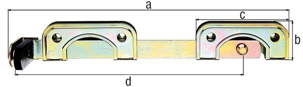 Alberts Doppeltorüberwurf,für schmale Rahmenhölzer,galv.gelb verzinkt,Gesamtlänge 335mm Produktbild Alberts Doppeltorüberwurf,für schmale Rahmenhölzer,galv.gelb verzinkt,Gesamtlänge 335mm