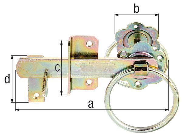 Alberts Gartentorverschluss, für hohe Tore oder Flechtzauntüren, galv. gelb verzinkt Produktbild Alberts Gartentorverschluss, für hohe Tore oder Flechtzauntüren, galv. gelb verzinkt bild 2