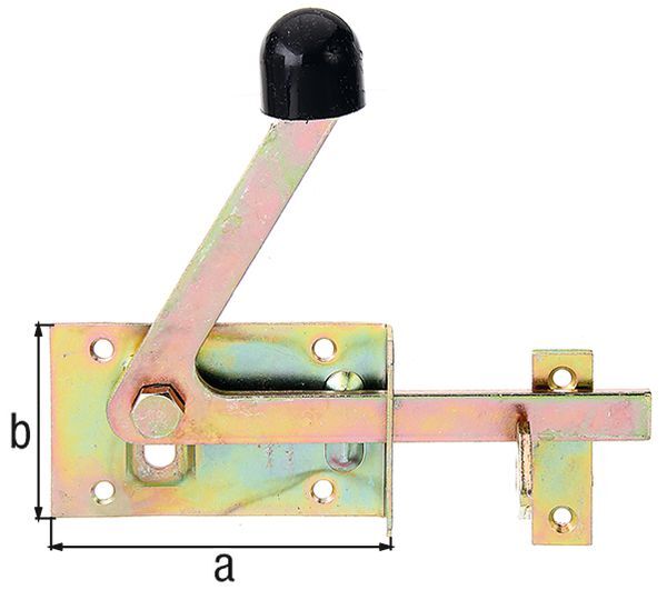 Alberts Gartentorfalle,f.schmale Rahmenhölzer,gelb verzinkt,Platten Breite100mm,Höhe60mm Produktbild Alberts Gartentorfalle,f.schmale Rahmenhölzer,gelb verzinkt,Platten Breite100mm,Höhe60mm