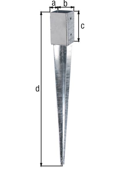 Alberts Einschlag-Bodenhülse, für Vierkantholzpfosten, feuerverzinkt, 71x71/900 mm Alberts Einschlag-Bodenhülse, für Vierkantholzpfosten, feuerverzinkt, 71x71/900 mm