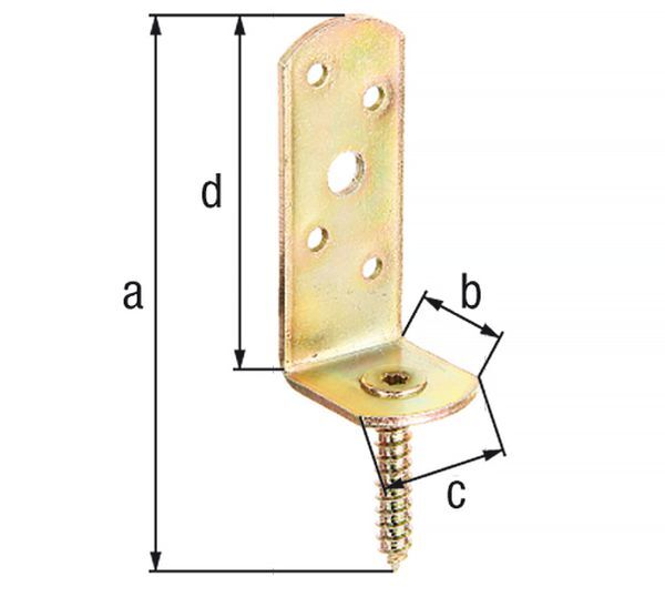 Alberts Flechtzaunhalter, L-Form, galv. gelb verzinkt, HxB 115x31,5 mm Alberts Flechtzaunhalter, L-Form, galv. gelb verzinkt, HxB 115x31,5 mm