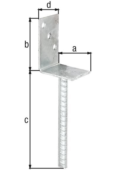 Alberts L-Pfostenträger mit Betonanker aus Riffelstahl, feuerverzinkt, Breite 80 mm Produktbild Alberts L-Pfostenträger mit Betonanker aus Riffelstahl, feuerverzinkt, Breite 80 mm