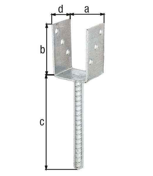 Alberts U-Pfostenträger/Betonanker Riffelstahl fvz zEinbet. BxH 71x100mm L Anker 200mm Alberts U-Pfostenträger/Betonanker Riffelstahl fvz zEinbet. BxH 71x100mm L Anker 200mm