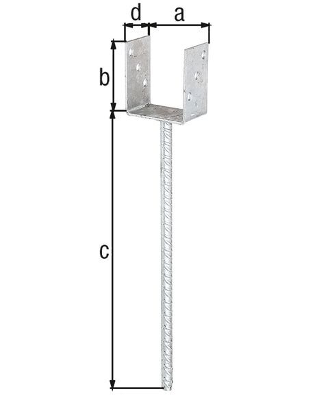 Alberts U-Pfostenträger/Betonanker Riffelstahl fvz zEinbet. BxH 91x100mm L Anker 400mm Alberts U-Pfostenträger/Betonanker Riffelstahl fvz zEinbet. BxH 91x100mm L Anker 400mm