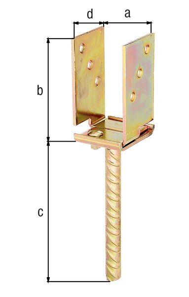 Alberts U-Pfostenträger, breitenverstellbar 71 - 131 mm, gelb verzinkt, z. Einbetonieren Produktbild Alberts U-Pfostenträger, breitenverstellbar 71 - 131 mm, gelb verzinkt, z. Einbetonieren