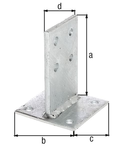 Alberts T-Pfostenträger mit Steg, feuerverzinkt, zum Aufschrauben, Steghöhe 130 mm Produktbild Alberts T-Pfostenträger mit Steg, feuerverzinkt, zum Aufschrauben, Steghöhe 130 mm bild 2