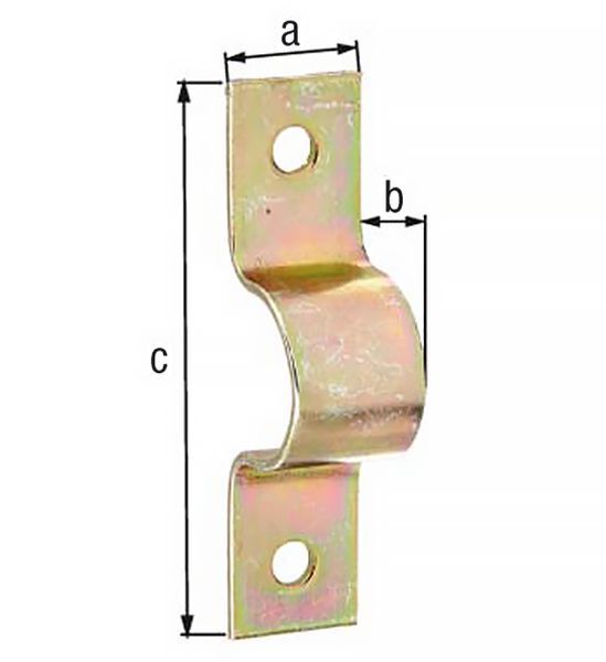 Alberts Rohrschelle, galv. gelb verzinkt, für Rohr Ø31,8mm und Ø1 1/4 Zoll, TxB 25x107mm Alberts Rohrschelle, galv. gelb verzinkt, für Rohr Ø31,8mm und Ø1 1/4 Zoll, TxB 25x107mm