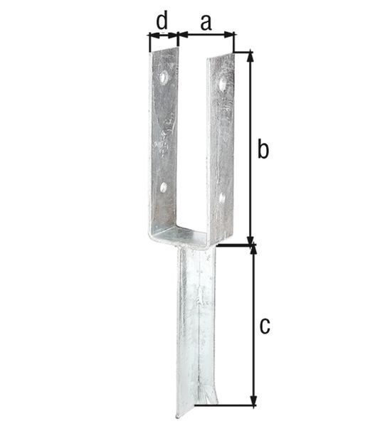 Alberts U-Pfostenträger/Betonanker T-Eisen, fvz, zEinbet., BxH 91x200mm, L Anker 200mm Produktbild Alberts U-Pfostenträger/Betonanker T-Eisen, fvz, zEinbet., BxH 91x200mm, L Anker 200mm