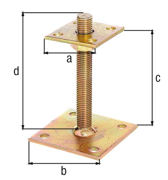 Alberts I-Pfostenträger,höhenverst.30-150mm gelb verzinkt z.Aufschrauben Platte o.70x70 Produktbild Alberts I-Pfostenträger,höhenverst.30-150mm gelb verzinkt z.Aufschrauben Platte o.70x70