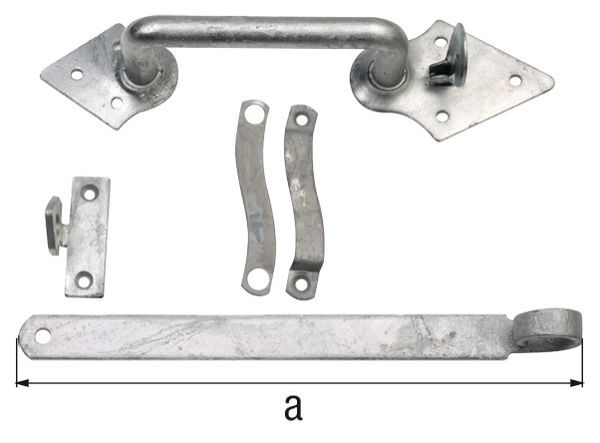 Alberts Klinken-Set f. Flechtzaun-u.leichte Holztore, feuerverzinkt, L 260 mm Produktbild Alberts Klinken-Set f. Flechtzaun-u.leichte Holztore, feuerverzinkt, L 260 mm