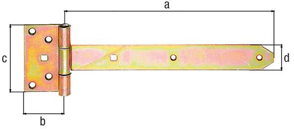 Alberts Kreuzgehänge, gelb verzinkt, Scharnier LxB 103x59, Band LxB 491x40 mm Produktbild Alberts Kreuzgehänge, gelb verzinkt, Scharnier LxB 103x59, Band LxB 491x40 mm
