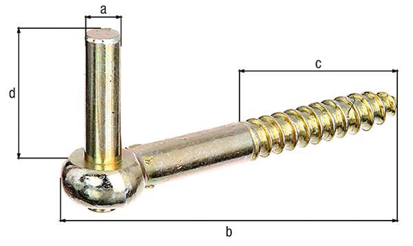 Alberts Kloben z.Einschrauben, galv.gelb verz., Dorn Ø10 mm, L:115 mm, Gewinde-L: 57 mm Produktbild Alberts Kloben z.Einschrauben, galv.gelb verz., Dorn Ø10 mm, L:115 mm, Gewinde-L: 57 mm