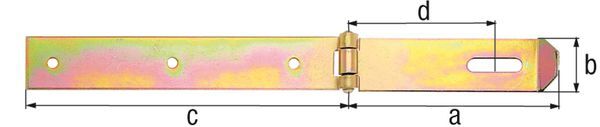 Alberts Überfalle, galv. gelb verzinkt, LxB Überfalle: 140x35, L Anschraubplatte: 210 mm