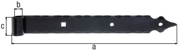 Alberts Ladenband gerade m.Zierspitze randgehämmert vz. schwarz LxB800x45mm Rolle Ø16mm Produktbild Alberts Ladenband gerade m.Zierspitze randgehämmert vz. schwarz LxB800x45mm Rolle Ø16mm