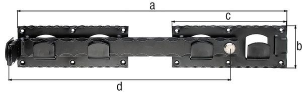 Alberts Doppeltorüberwurf,  Schmiedeeisen,  randgehämmert,  verzinkt, schwarz Produktbild Alberts Doppeltorüberwurf,  Schmiedeeisen,  randgehämmert,  verzinkt, schwarz