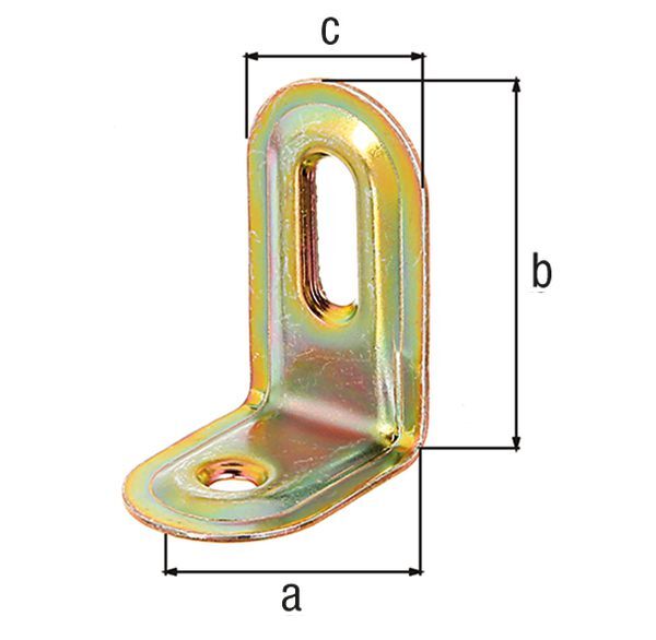 Alberts Verstellwinkel, geprägt, mit Langloch, galv. gelb verzinkt, TxHxB 28x40x22 mm Alberts Verstellwinkel, geprägt, mit Langloch, galv. gelb verzinkt, TxHxB 28x40x22 mm