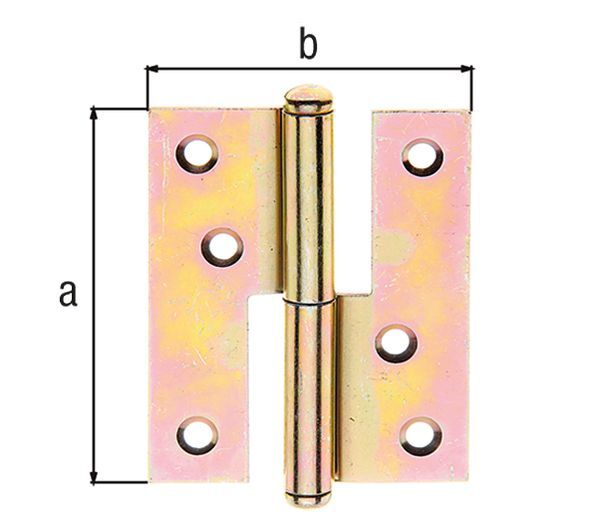 Alberts Aushebescharnier, galv. gelb verzinkt, rechts, LxB 109x55 mm Alberts Aushebescharnier, galv. gelb verzinkt, rechts, LxB 109x55 mm