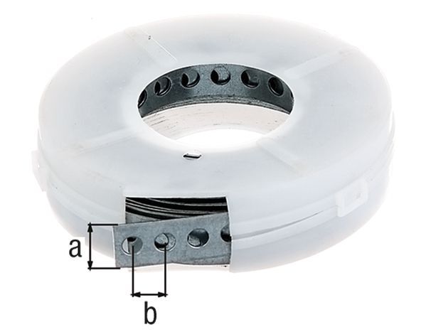 Alberts Lochband sendzimirverzinkt in Abrollkassette Breite 20 mm Länge 3,0 m Produktbild Alberts Lochband sendzimirverzinkt in Abrollkassette Breite 20 mm Länge 3,0 m