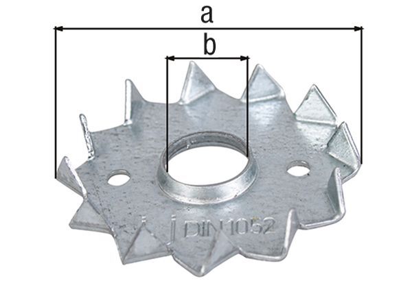 Alberts Scheibendübel mit Zähnen,einseitig,sendz.vz.,Außen:Ø75 mm, Innen:Ø16 mm,f. M16 Produktbild Alberts Scheibendübel mit Zähnen,einseitig,sendz.vz.,Außen:Ø75 mm, Innen:Ø16 mm,f. M16