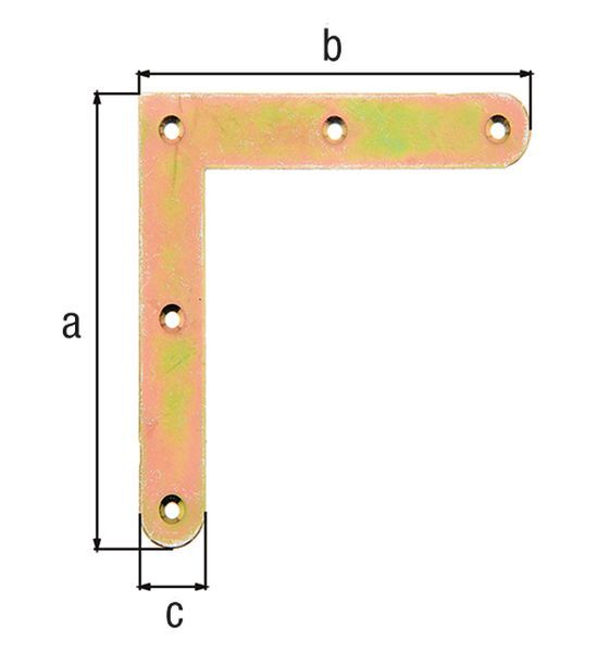 Alberts Eckwinkel mit abgerundeten Enden, galvanisch gelb verzinkt, HxLxB 150x150x20 mm Produktbild Alberts Eckwinkel mit abgerundeten Enden, galvanisch gelb verzinkt, HxLxB 150x150x20 mm
