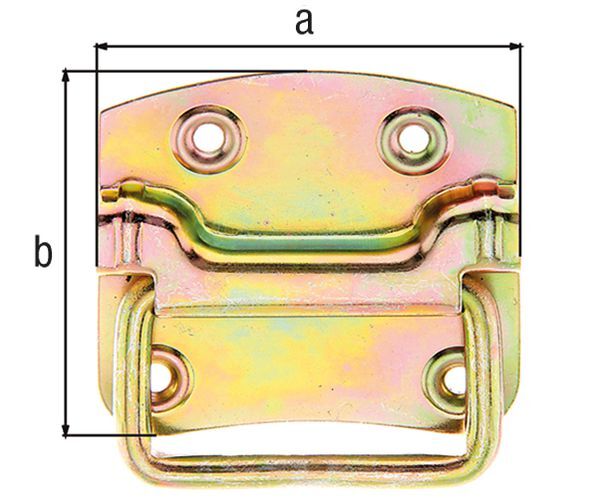 Alberts Kistengriff, galv. gelb verzinkt, Platte BxH 80x74 mm, Tiefe 11 mm, Karte à 1 St Produktbild Alberts Kistengriff, galv. gelb verzinkt, Platte BxH 80x74 mm, Tiefe 11 mm, Karte à 1 St bild 2