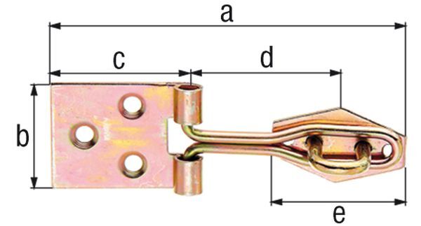 Alberts Überfalle m.Schlaufe aus gerolltem Draht, m.Öse, verz., LxB 80x26 mm Produktbild Alberts Überfalle m.Schlaufe aus gerolltem Draht, m.Öse, verz., LxB 80x26 mm