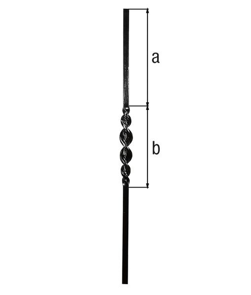 Alberts Füllstab, Stahl roh,  L 900 mm,  Vierkantstab 12x12 mm,  Höhe Ornament 230 mm Produktbild Alberts Füllstab, Stahl roh,  L 900 mm,  Vierkantstab 12x12 mm,  Höhe Ornament 230 mm
