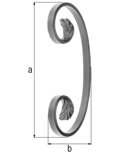 Alberts Schnörkel,  Typ C, Stahl roh,  stärke 12 x 5 mm,  Höhe Schnörkel 150 mm Produktbild Alberts Schnörkel,  Typ C, Stahl roh,  stärke 12 x 5 mm,  Höhe Schnörkel 150 mm