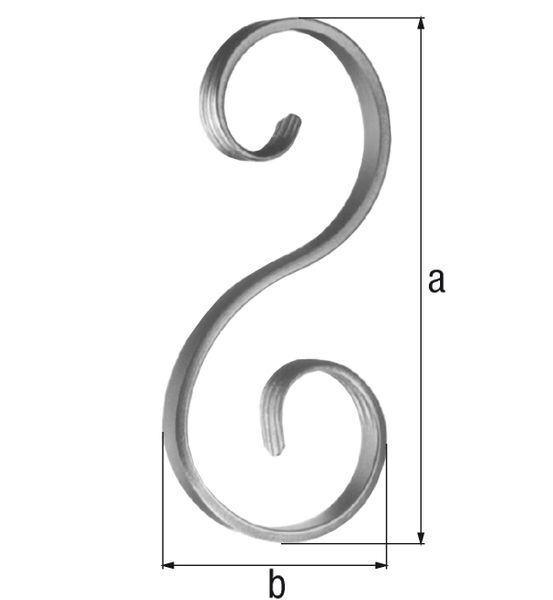 Alberts Schnörkel, Typ S, Stahl roh, Vierkantstab 12x5 mm, Schnörkel HxB 155x72 mm Produktbild Alberts Schnörkel, Typ S, Stahl roh, Vierkantstab 12x5 mm, Schnörkel HxB 155x72 mm