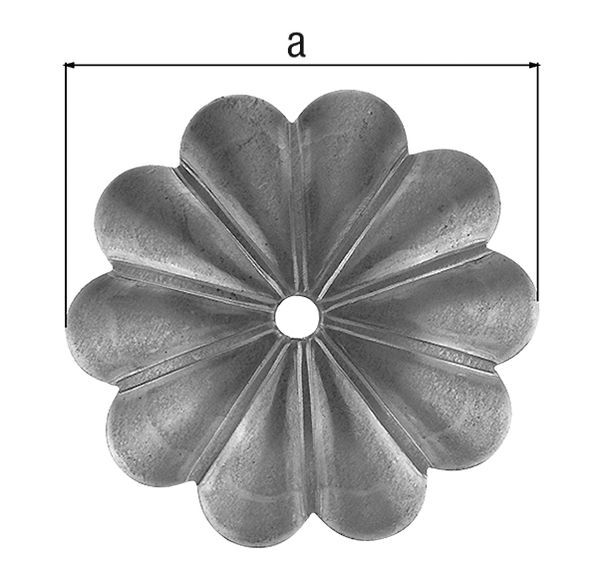 Alberts Zierrosette, Stahl roh,  stärke 5 mm,  Breite Rosette 92 mm Produktbild Alberts Zierrosette, Stahl roh,  stärke 5 mm,  Breite Rosette 92 mm