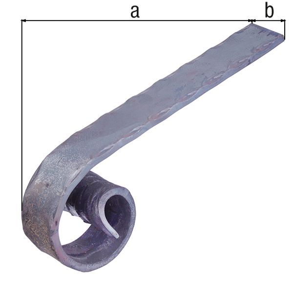 Alberts Handlaufanfang Schmiedeeisen, kurze Form,Stahl roh, Flacheisen 40x8 mm, L 300mm Produktbild Alberts Handlaufanfang Schmiedeeisen, kurze Form,Stahl roh, Flacheisen 40x8 mm, L 300mm
