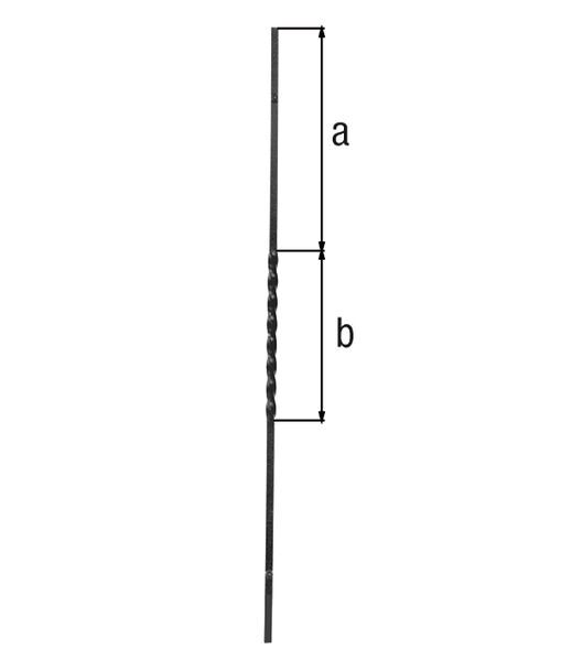 Alberts Füllstab, Stahl roh,  Vierkantstab 12x12 mm,  L 900 mm,   Höhe Ornament 230 mm Produktbild Alberts Füllstab, Stahl roh,  Vierkantstab 12x12 mm,  L 900 mm,   Höhe Ornament 230 mm