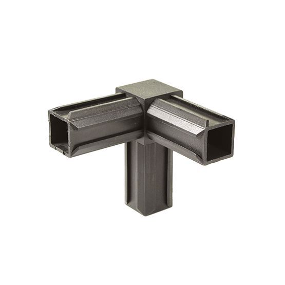 Alberts XD-Rohrverbinder 90° m.1 zus.Abgang, Kunst. schwarz, für 20 x 20 x 1,5 mm Produktbild Alberts XD-Rohrverbinder 90° m.1 zus.Abgang, Kunst. schwarz, für 20 x 20 x 1,5 mm