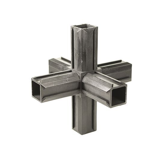 Alberts XD-Rohrverbinder Kreuzstück m.2 zus.Abgängen, Kunst. schwz, für 20 x 20 x 1,5 mm Produktbild Alberts XD-Rohrverbinder Kreuzstück m.2 zus.Abgängen, Kunst. schwz, für 20 x 20 x 1,5 mm