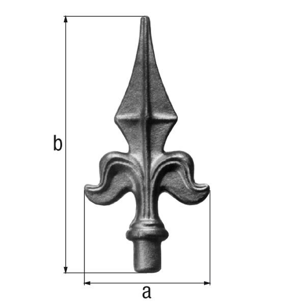 Alberts Zierelement Spitze, Stahl roh, Breite 60 mm, Höhe 132 mm Produktbild Alberts Zierelement Spitze, Stahl roh, Breite 60 mm, Höhe 132 mm