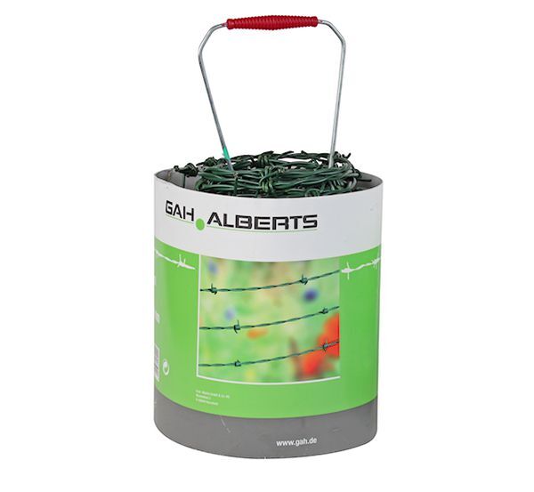 Alberts Stacheldraht, grün, Ø2,8 mit 4 Stacheln, Abstand 100 mm, Länge 25 m Produktbild Alberts Stacheldraht, grün, Ø2,8 mit 4 Stacheln, Abstand 100 mm, Länge 25 m