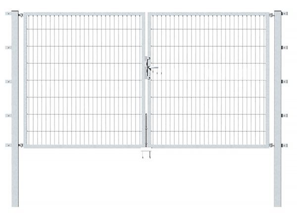 Alberts Stabgitter-Doppeltor,fvz.anthr.Kst.b.RAL 7016,lichte BxH4000x1400,PF80x80/2100mm Alberts Stabgitter-Doppeltor,fvz.anthr.Kst.b.RAL 7016,lichte BxH4000x1400,PF80x80/2100mm