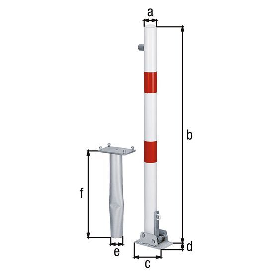 Alberts Absperrpfosten Locky-Bo umlegb., m. Vorhängeschloß z. Einb., Pf.70x70mm Produktbild Alberts Absperrpfosten Locky-Bo umlegb., m. Vorhängeschloß z. Einb., Pf.70x70mm