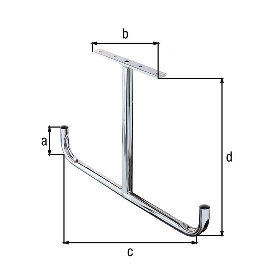 Alberts Deckenhaken T-Form, abgewinkelt, galv. blau verzinkt, Stahlrohr Ø18 mm Produktbild Alberts Deckenhaken T-Form, abgewinkelt, galv. blau verzinkt, Stahlrohr Ø18 mm