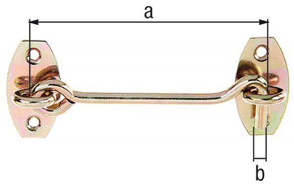 Alberts Sturmhaken,a.Platte,galv.gelb verzinkt,z.Einschrauben,Haken Ø5,2 mm,Karte à 1 St Alberts Sturmhaken,a.Platte,galv.gelb verzinkt,z.Einschrauben,Haken Ø5,2 mm,Karte à 1 St