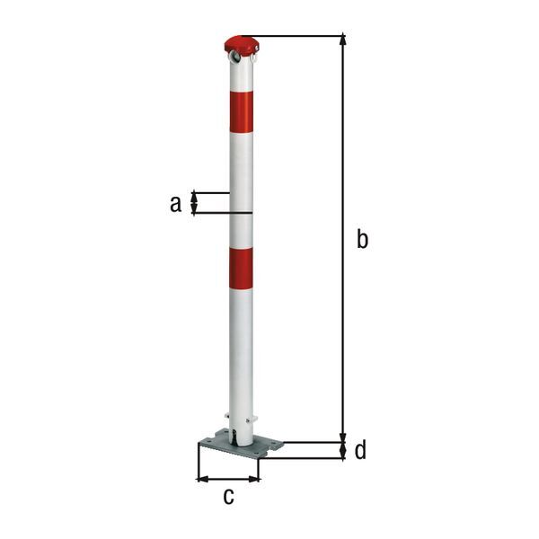 Alberts Pfosten Grünenthal weiß rot zum Aufschrauben 60mm mit Vorrichtung PZ Schloss Produktbild Alberts Pfosten Grünenthal weiß rot zum Aufschrauben 60mm mit Vorrichtung PZ Schloss bild 2