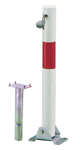 Alberts Pfosten Little-Bo weiß rot zum Einbetonieren 60mm Profilzylinder Produktbild Alberts Pfosten Little-Bo weiß rot zum Einbetonieren 60mm Profilzylinder