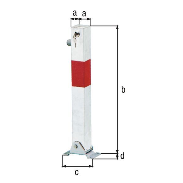 Alberts Pfosten Little weiß rot zum Aufschrauben 70x70mm Dreikantschloss Produktbild Alberts Pfosten Little weiß rot zum Aufschrauben 70x70mm Dreikantschloss bild 2